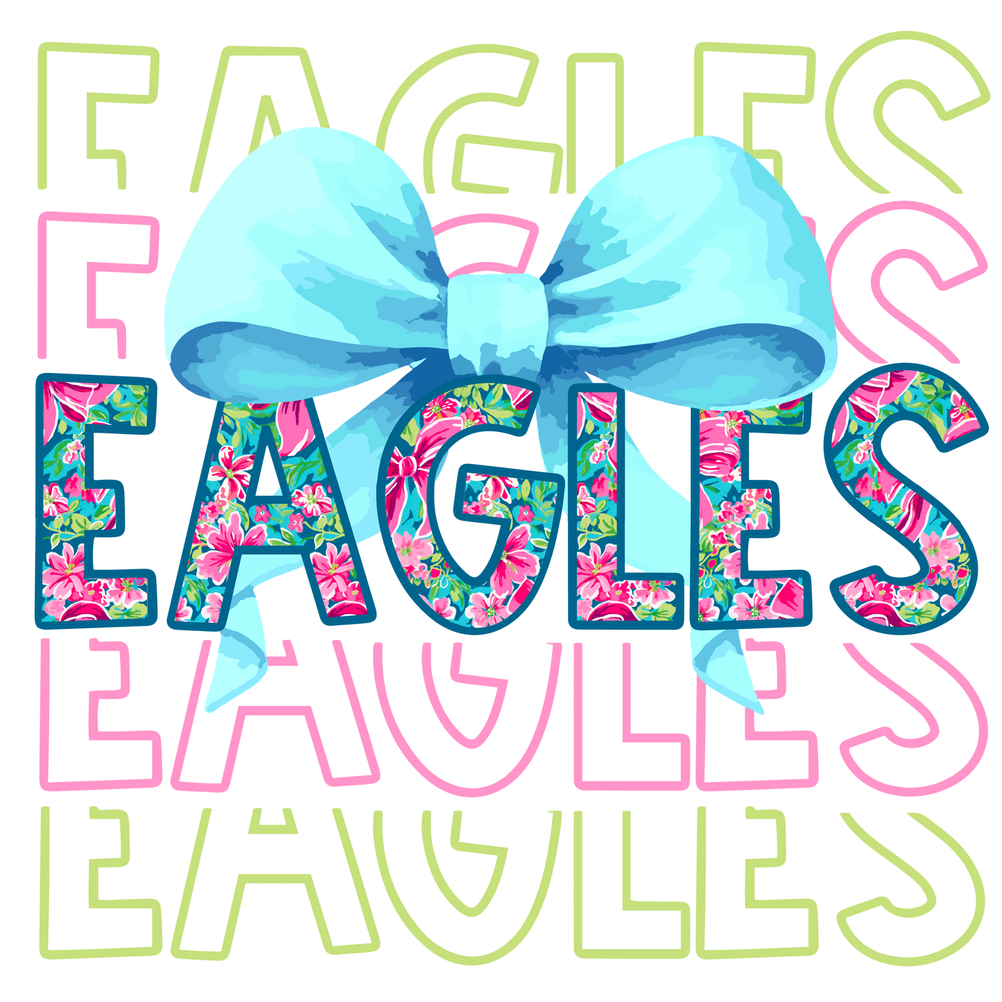 Eagles Floral blue bow