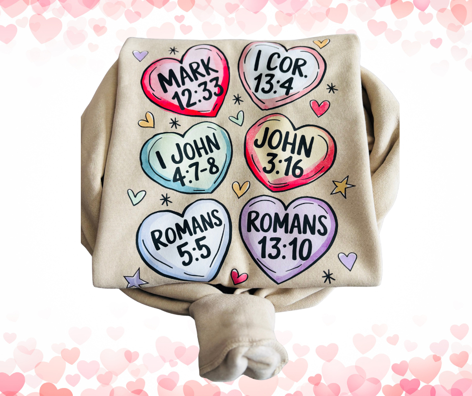 Valentine Hearts Bible Verse Sweatshirt