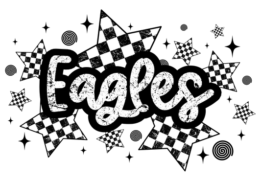 Eagles Black White check Stars