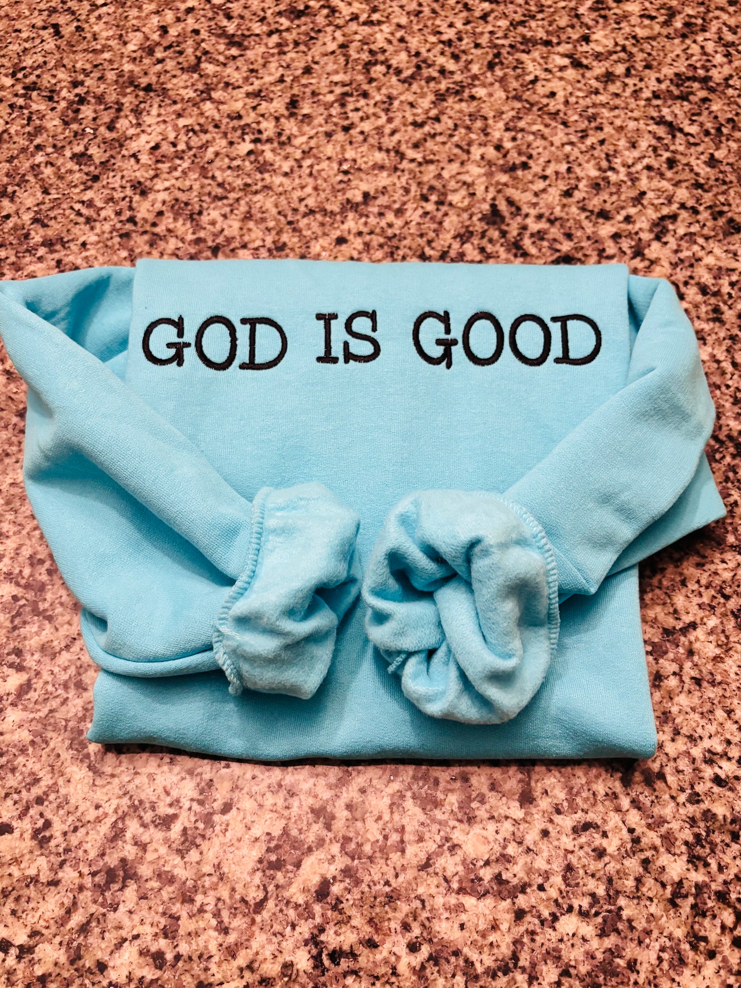 Embroidered “God Is Good” Cozy Fleece Sweatshirt
