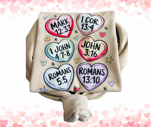 Valentine Hearts Bible Verse Sweatshirt